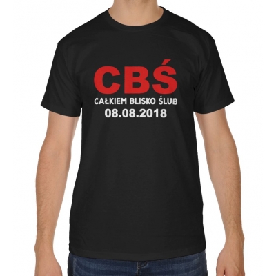 Koszulka męska na wieczór kawalerski CBS Coraz bliżej ślub + data